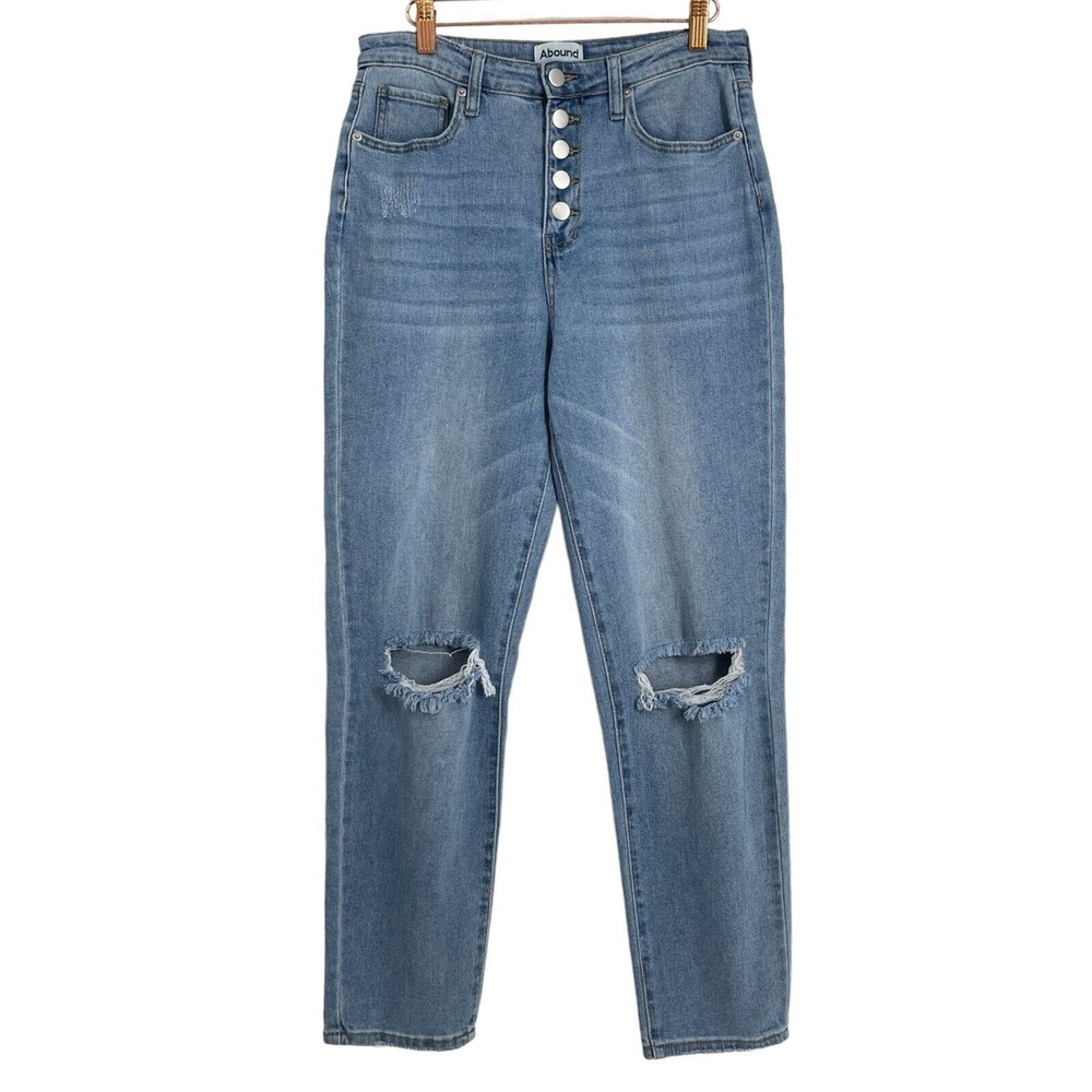 ✨SOLD✨Abound Womens Size 27 High Rise Button Fly Distressed Light Wash Jeans